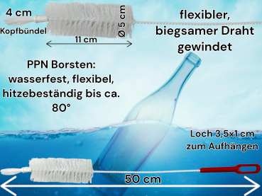 Flaschenbürste gebogen, länglich